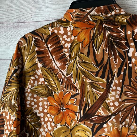 Laura Ashley Floral Blazer Jacket Earthtone Button Up Long Sleeve Size M - Picture 13 of 16